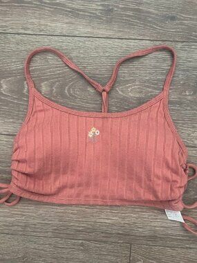Hollister Gilly Hicks Pink Built In Bra Crop Tank Top Bralette Size Small